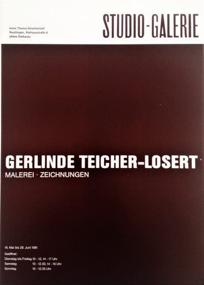 Gerlinde TeicherLosert Malerei, Zeichnungen Kunstverein Reutlingen